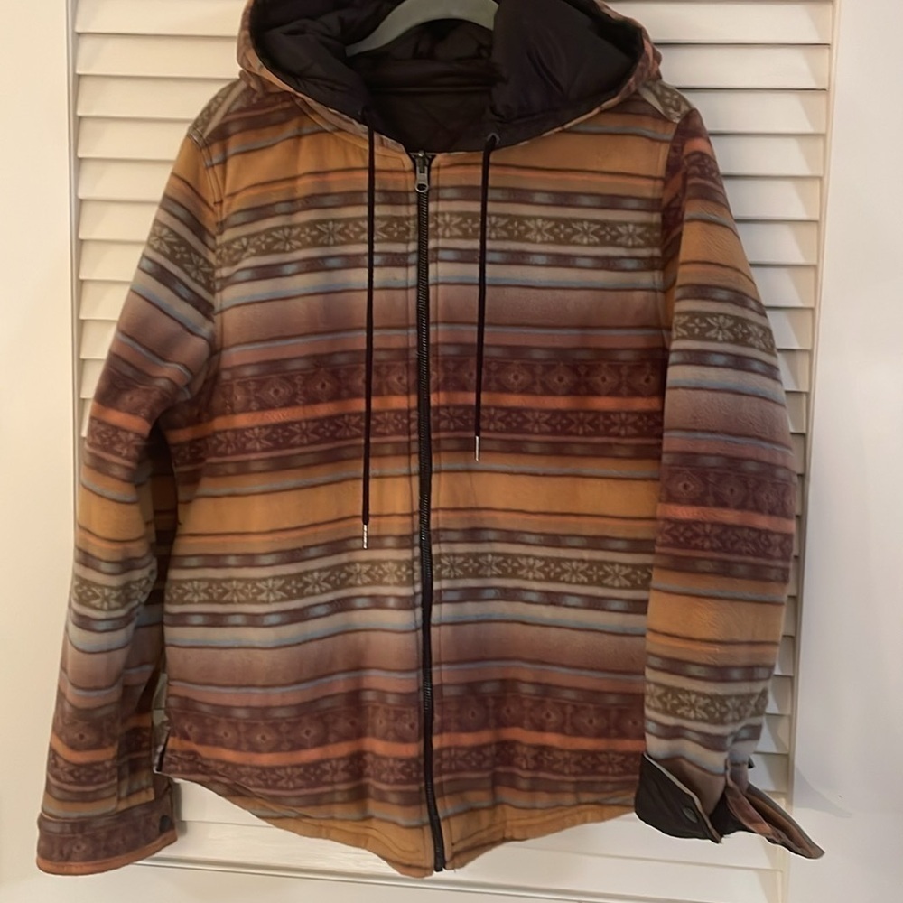 O’Neill Shanoh Rico Super Fleece Reversible Striped Multicolor Hooded Jacket - Picture 2 of 13